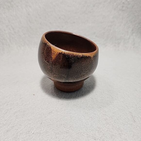 Robert Maxwell Pottery Craft USA 9in Decanter 3 Cups MCM 1970s Geometric Browns - Picture 4 of 14